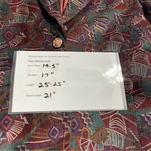 Top Lady Fashion Blazer Jacket Sz 11 Abstract Geometric, Corduroy Texture - Picture 10 of 12